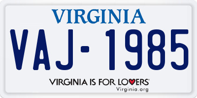 VA license plate VAJ1985