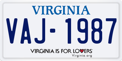 VA license plate VAJ1987