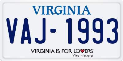 VA license plate VAJ1993