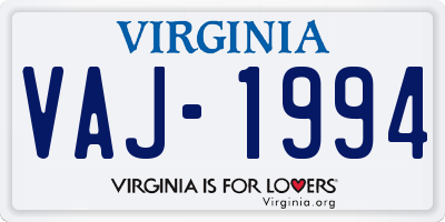 VA license plate VAJ1994