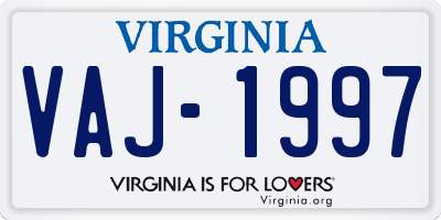 VA license plate VAJ1997