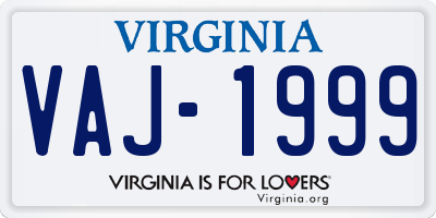 VA license plate VAJ1999
