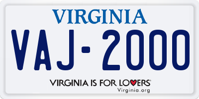VA license plate VAJ2000