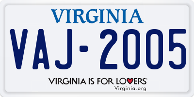 VA license plate VAJ2005
