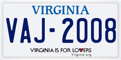 VA license plate VAJ2008