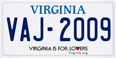 VA license plate VAJ2009