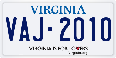 VA license plate VAJ2010