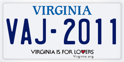 VA license plate VAJ2011