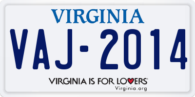 VA license plate VAJ2014