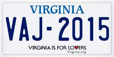 VA license plate VAJ2015