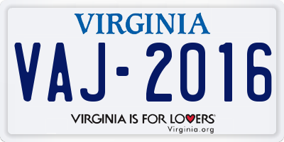 VA license plate VAJ2016