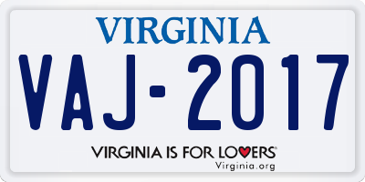VA license plate VAJ2017