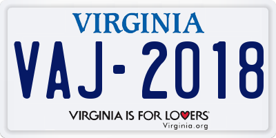 VA license plate VAJ2018