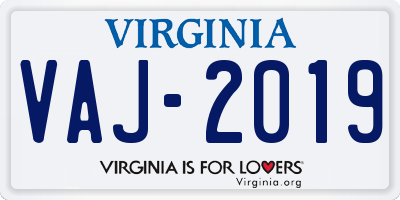 VA license plate VAJ2019