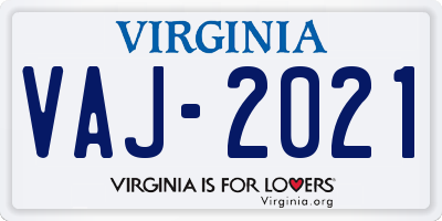VA license plate VAJ2021
