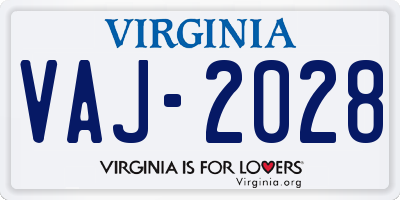 VA license plate VAJ2028
