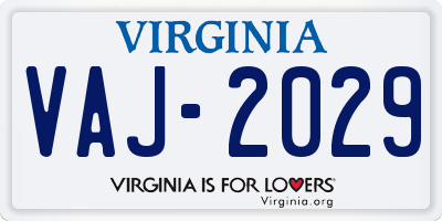 VA license plate VAJ2029