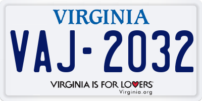VA license plate VAJ2032
