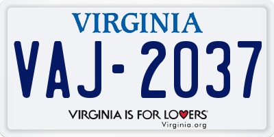 VA license plate VAJ2037