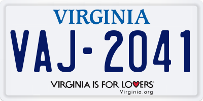 VA license plate VAJ2041