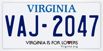 VA license plate VAJ2047