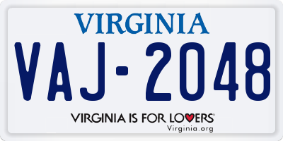 VA license plate VAJ2048