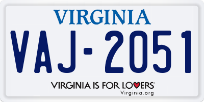 VA license plate VAJ2051