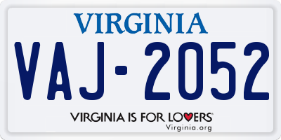 VA license plate VAJ2052