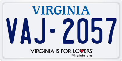 VA license plate VAJ2057