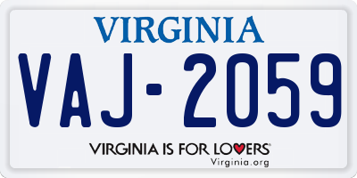 VA license plate VAJ2059