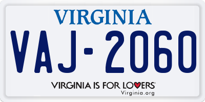 VA license plate VAJ2060