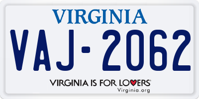 VA license plate VAJ2062