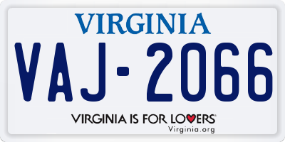 VA license plate VAJ2066