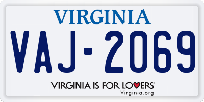 VA license plate VAJ2069