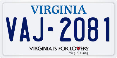 VA license plate VAJ2081