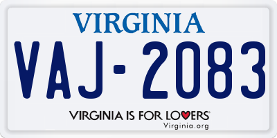 VA license plate VAJ2083
