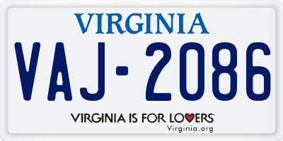 VA license plate VAJ2086