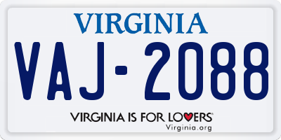 VA license plate VAJ2088