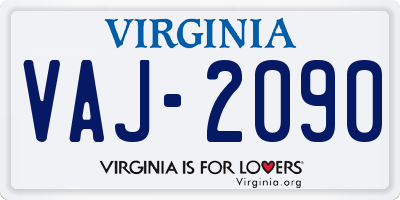 VA license plate VAJ2090
