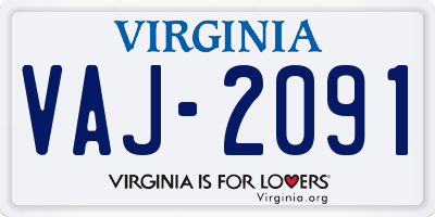 VA license plate VAJ2091