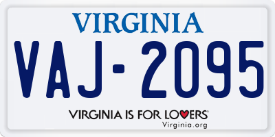 VA license plate VAJ2095
