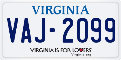 VA license plate VAJ2099