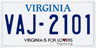 VA license plate VAJ2101