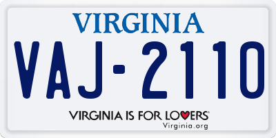VA license plate VAJ2110