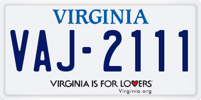VA license plate VAJ2111