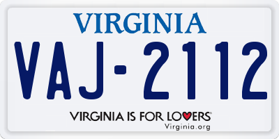 VA license plate VAJ2112