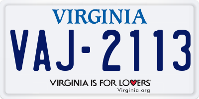 VA license plate VAJ2113