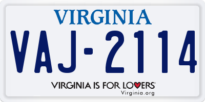 VA license plate VAJ2114
