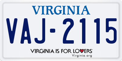 VA license plate VAJ2115