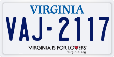 VA license plate VAJ2117